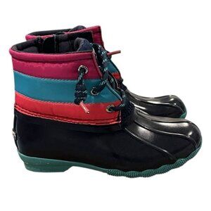 Sperry Girls Saltwater Jr Waterproof Boots Navy/Multicolor Size 10M New In Box